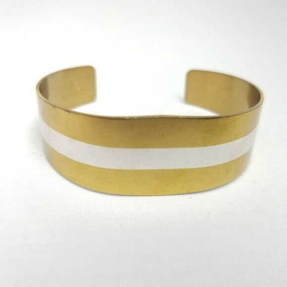 Vintage Lillian Vernon Sterling Silver Inlay 1976 Cuff Bangle Bracelet, Estate - Picture 1 of 7